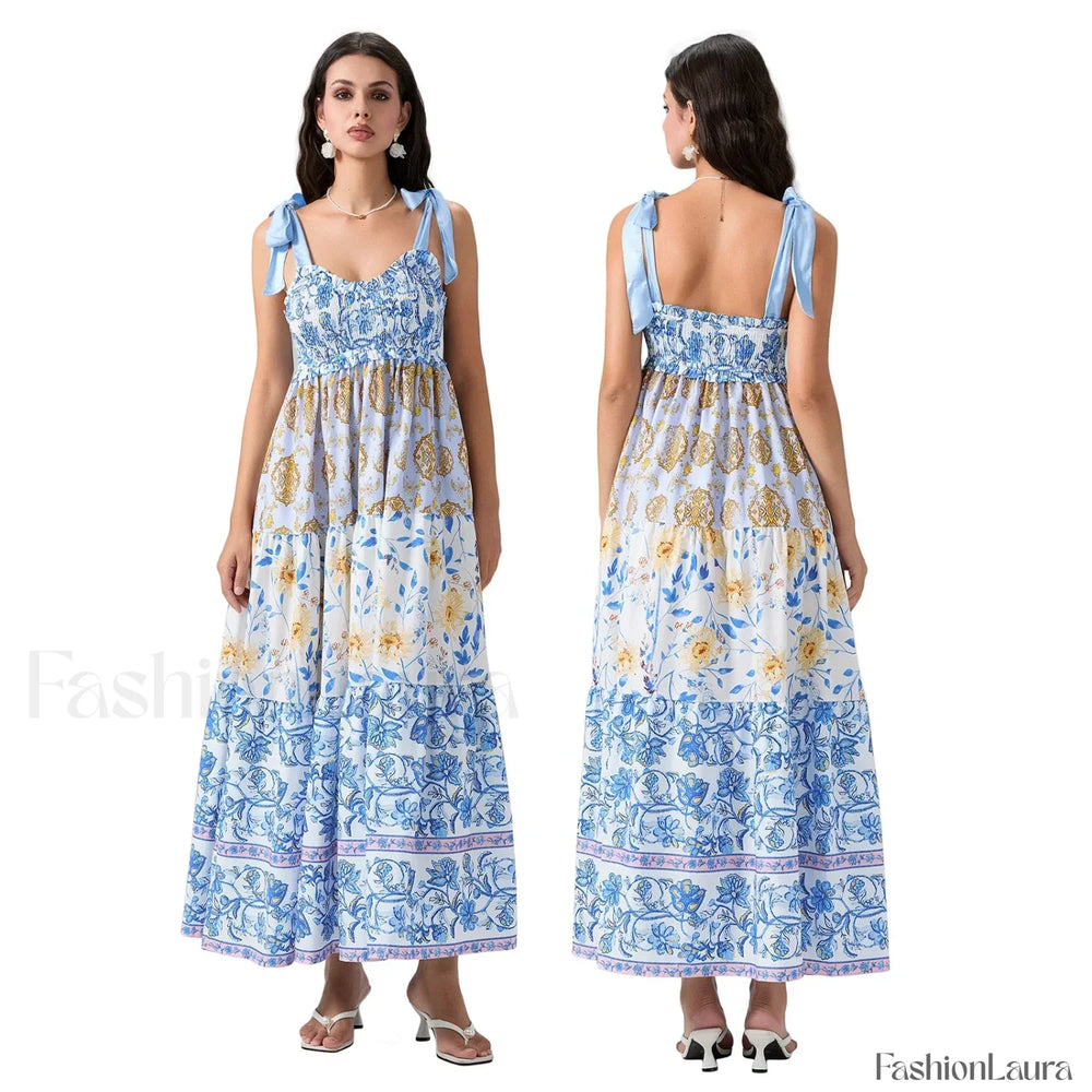 Ribbon Tie Up Swing Floral Dress color 8 / S