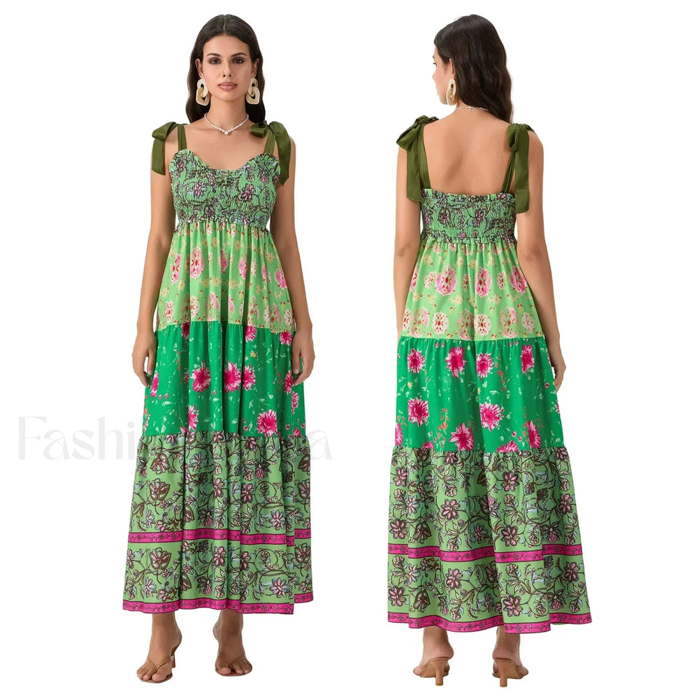 Ribbon Tie Up Swing Floral Dress color 9 / S