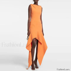 Ripples Ruffle Patchwork Maxi Dress Orange / S