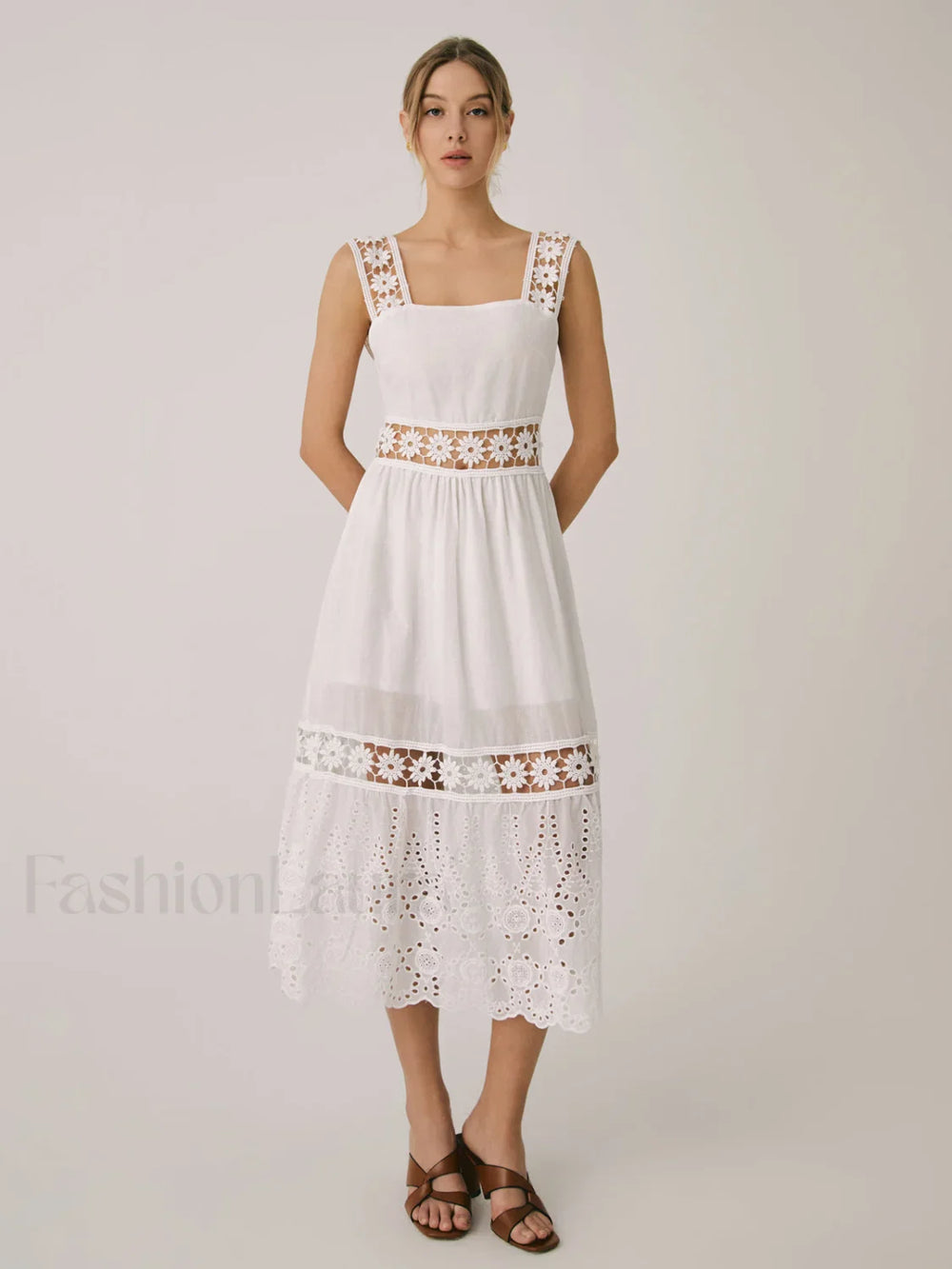 Romantic Lace Graceful Patchwork Midi Dress Dresses