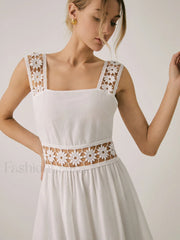 Romantic Lace Graceful Patchwork Midi Dress Dresses