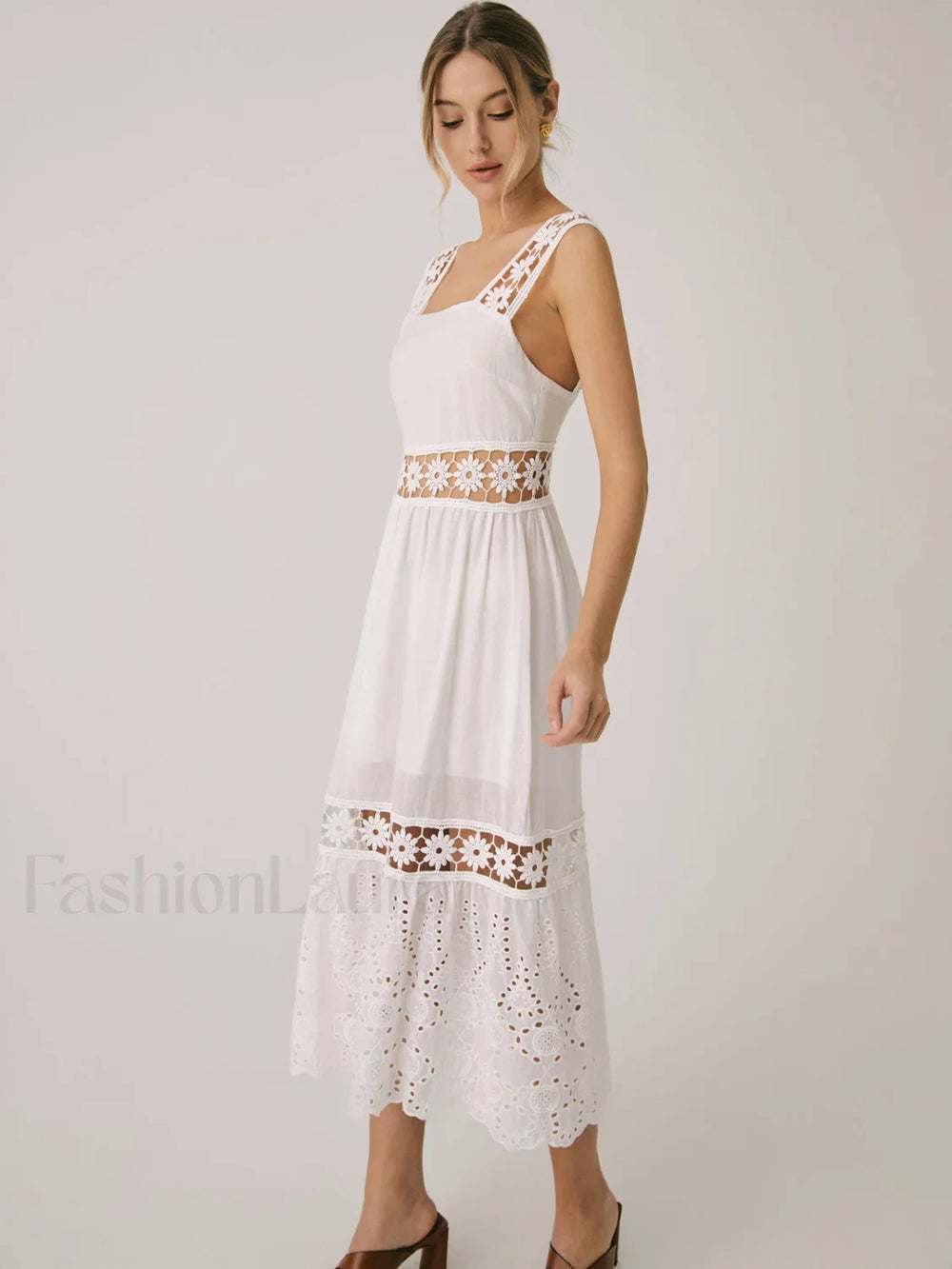 Romantic Lace Graceful Patchwork Midi Dress Dresses