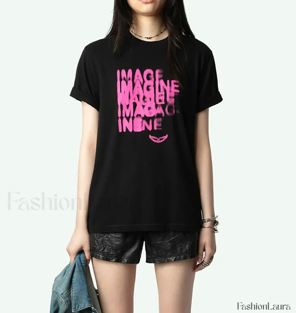 Rose Red Cotton T Shirt Black / S