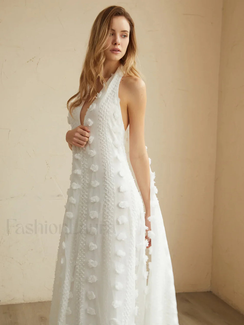 Rosette Halter Graceful Long Dress Dresses