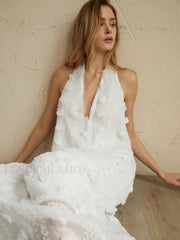 Rosette Halter Graceful Long Dress Dresses