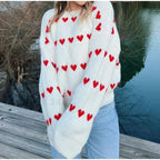 Round Neck Long Sleeved Heart shaped Women Autumn Winter Knitwear Soft Warm Sweater Sweaters L