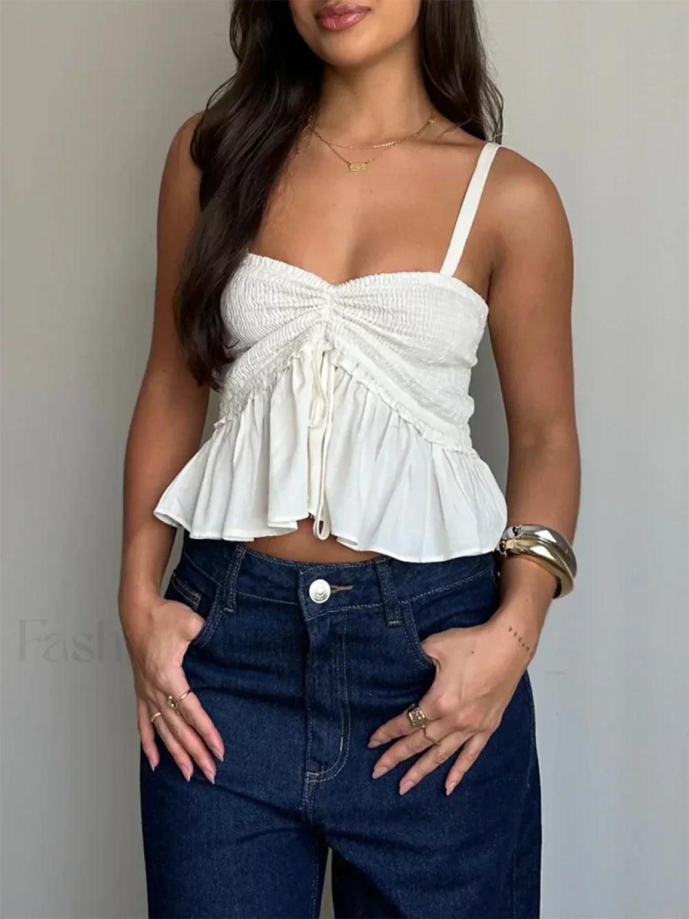 Ruched Babydoll Sweetheart Crop Top