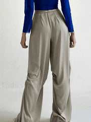 Ruched Drapey Casual Straight Leg Pants Pants