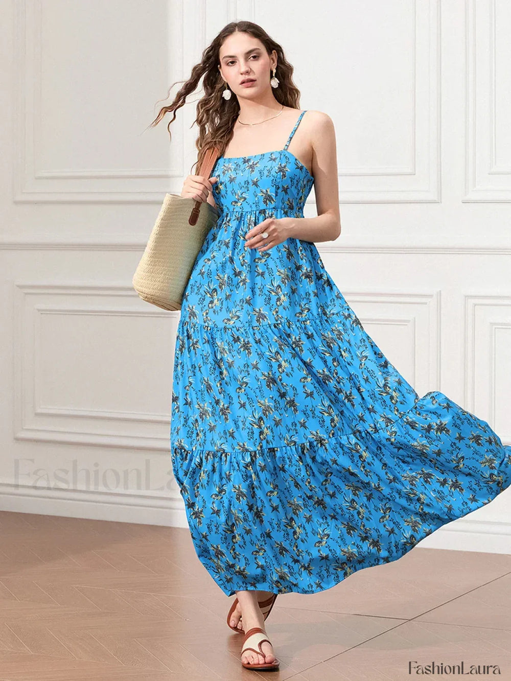 Ruched Floral A Line Maxi Dress