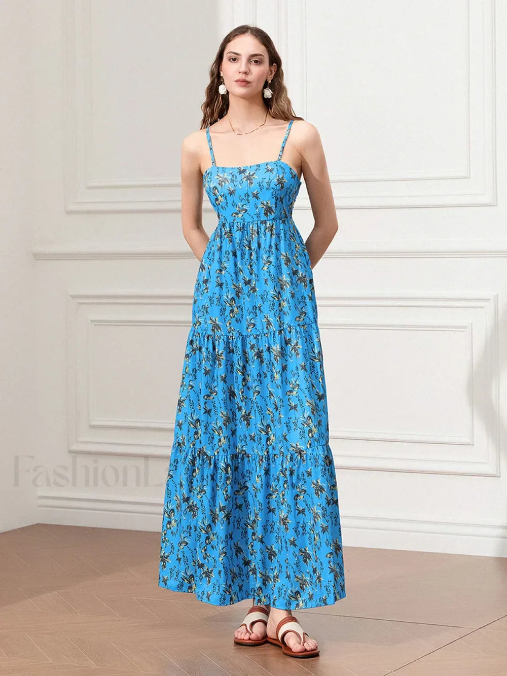 Ruched Floral A Line Maxi Dress