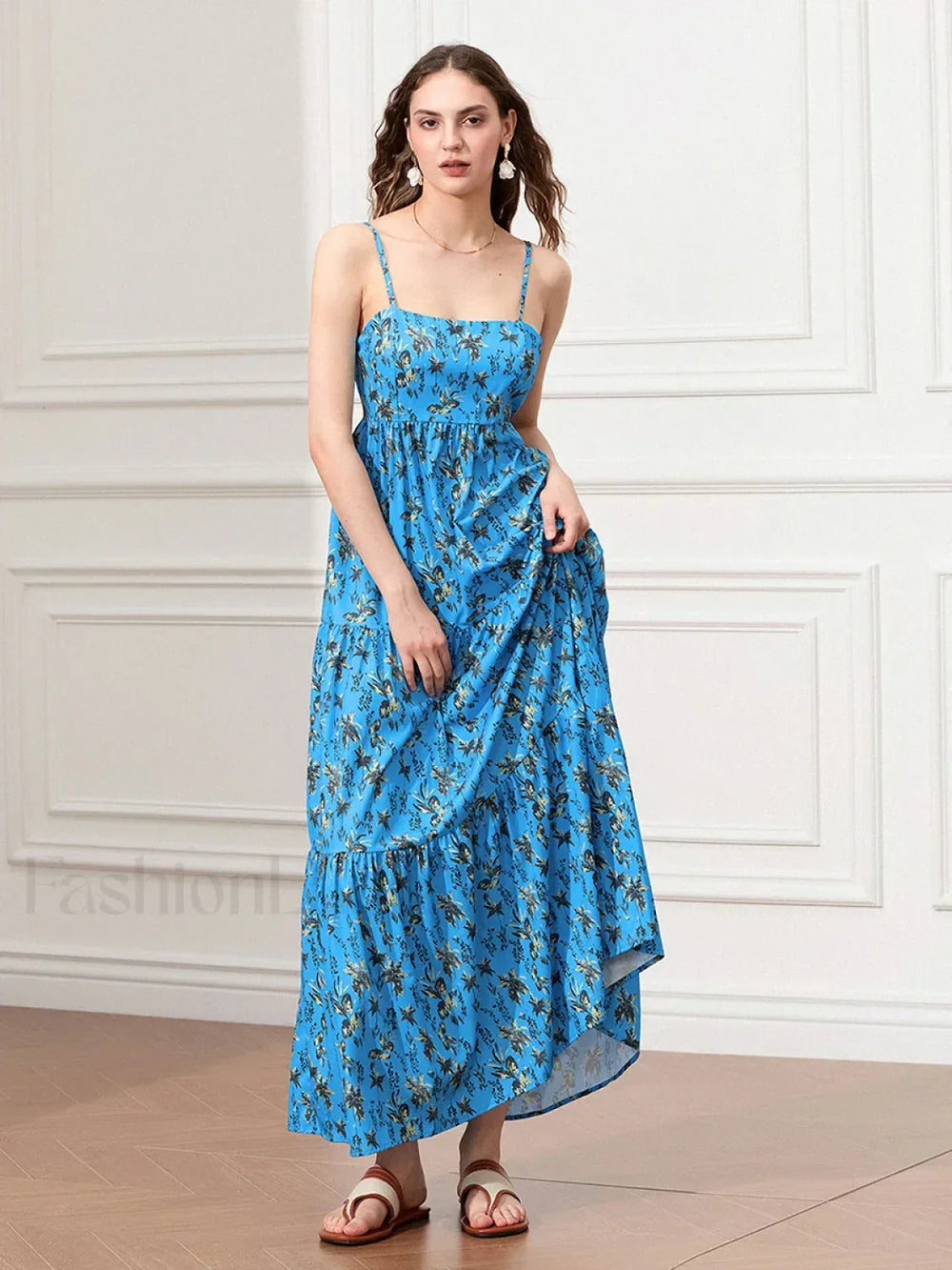 Ruched Floral A Line Maxi Dress
