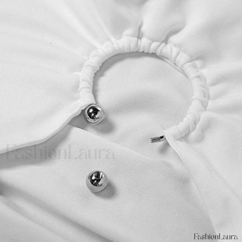 Ruched O Ring Cutout Halter Sleeveless Bodycon Mini Dress Brown L / Brown Party Dresses L