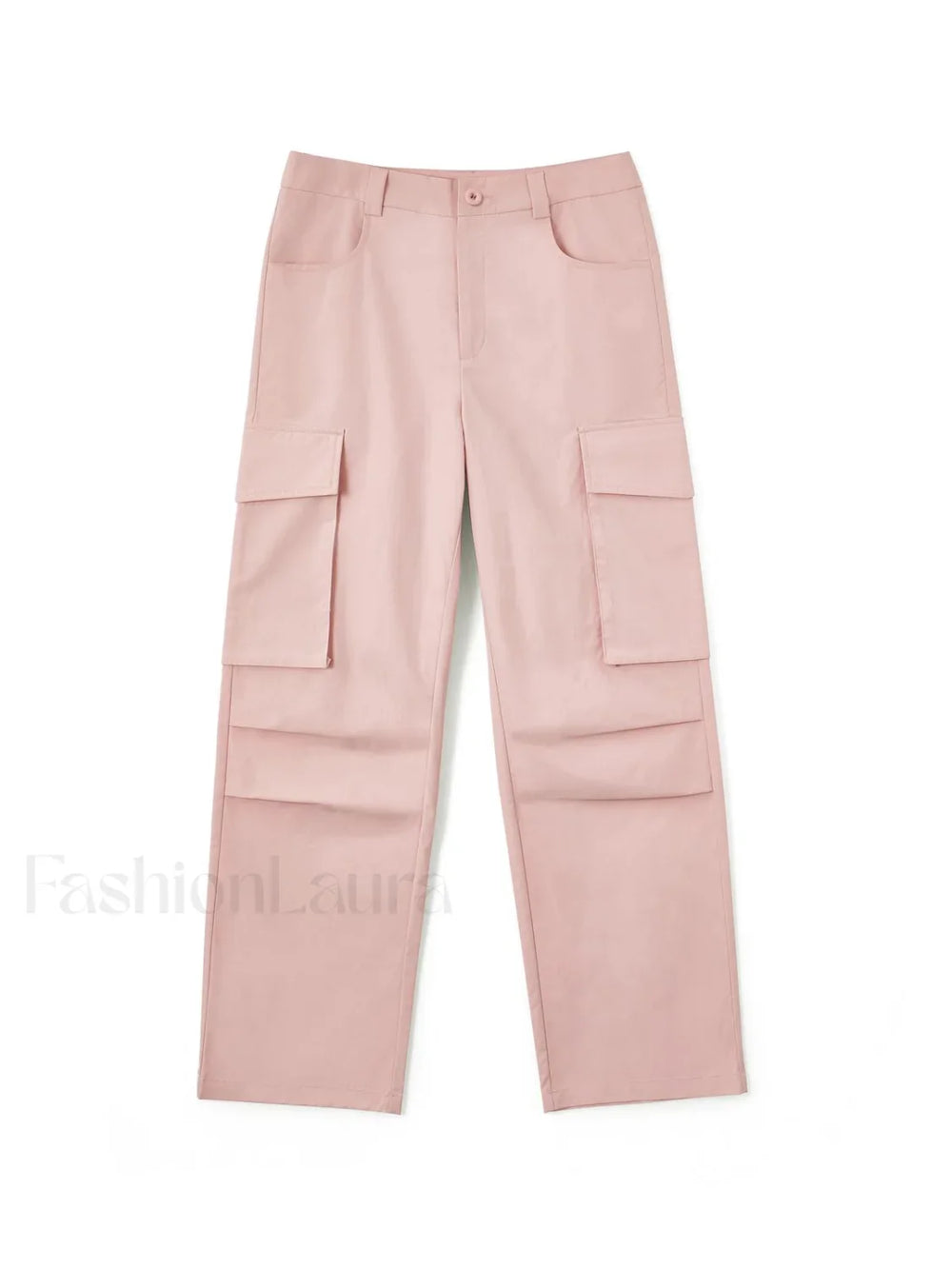 Ruched Pink Straight Leg Cargo Pants Cargo Pants