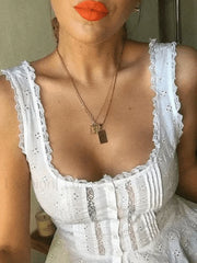 Ruffle Broderie Lace Tank Top Tops&Tees