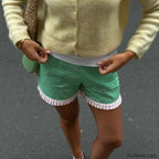 Ruffle Hem Boxer Plaid Print Elastic High Waist Loose Short