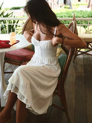 Ruffle Hem Cami Plain Midi Dress Dresses