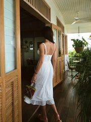 Ruffle Hem Cami Plain Midi Dress Dresses