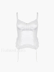 Ruffle Lace Graceful Patchwork Cami Top Tank Tops & Camis