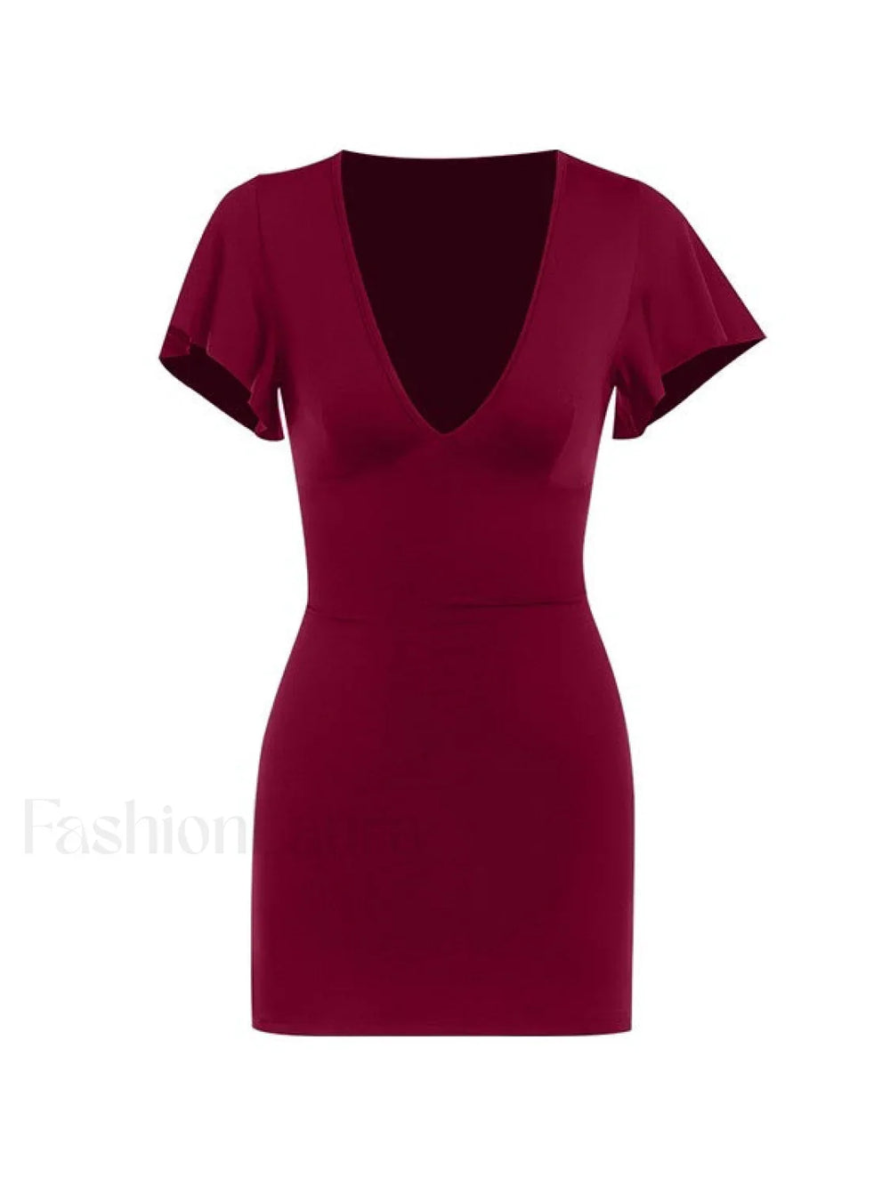 Ruffle Sleeve Bodycon Mini Dress Mini Dresses