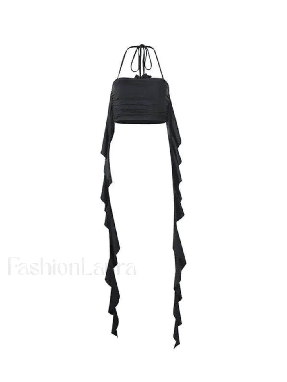 Ruffle Trim Halter Crop Cami Top Tops&Tees