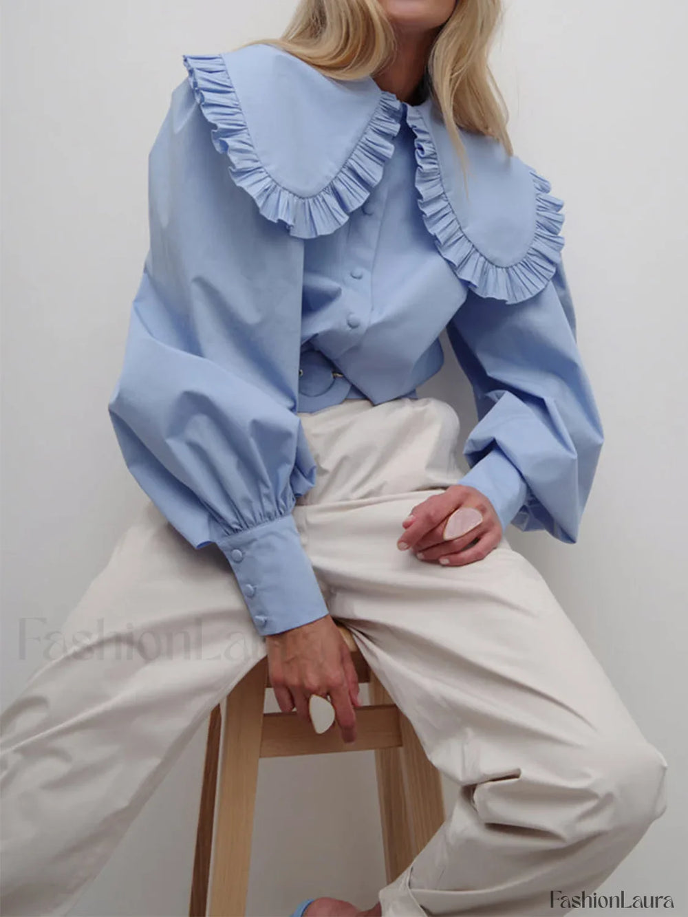 Ruffled Collar Graceful Long Sleeve Shirt Shirts