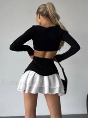 Ruffled Pocket High Waist Mini Skirt