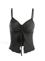 Ruffled Slit Tank Top Tops&Tees