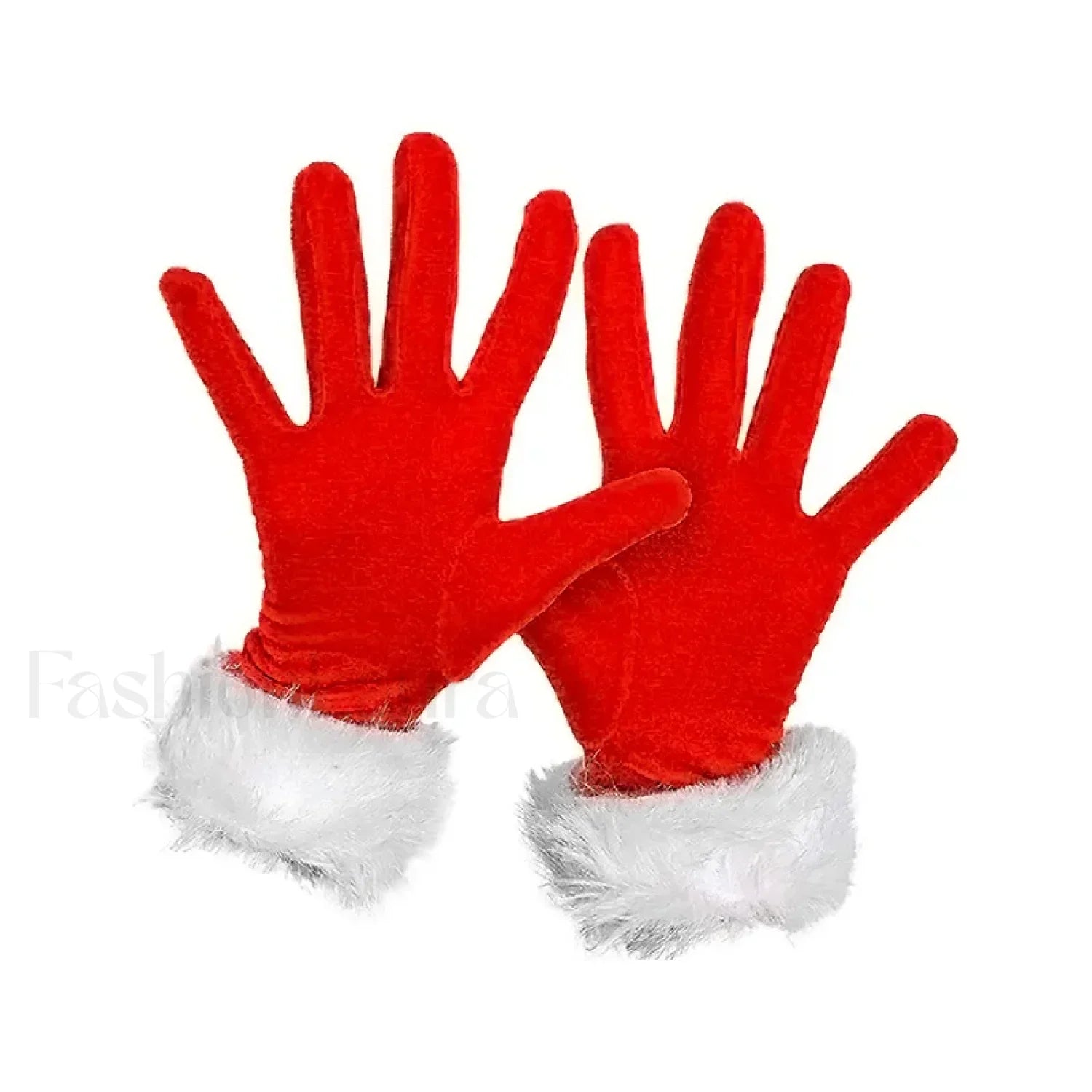 Santa Claus Festive White Fur Short Red Full Finger Fancy Dress Party Christmas Glove
