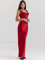 Satin Backless Skirt Maxi Dress