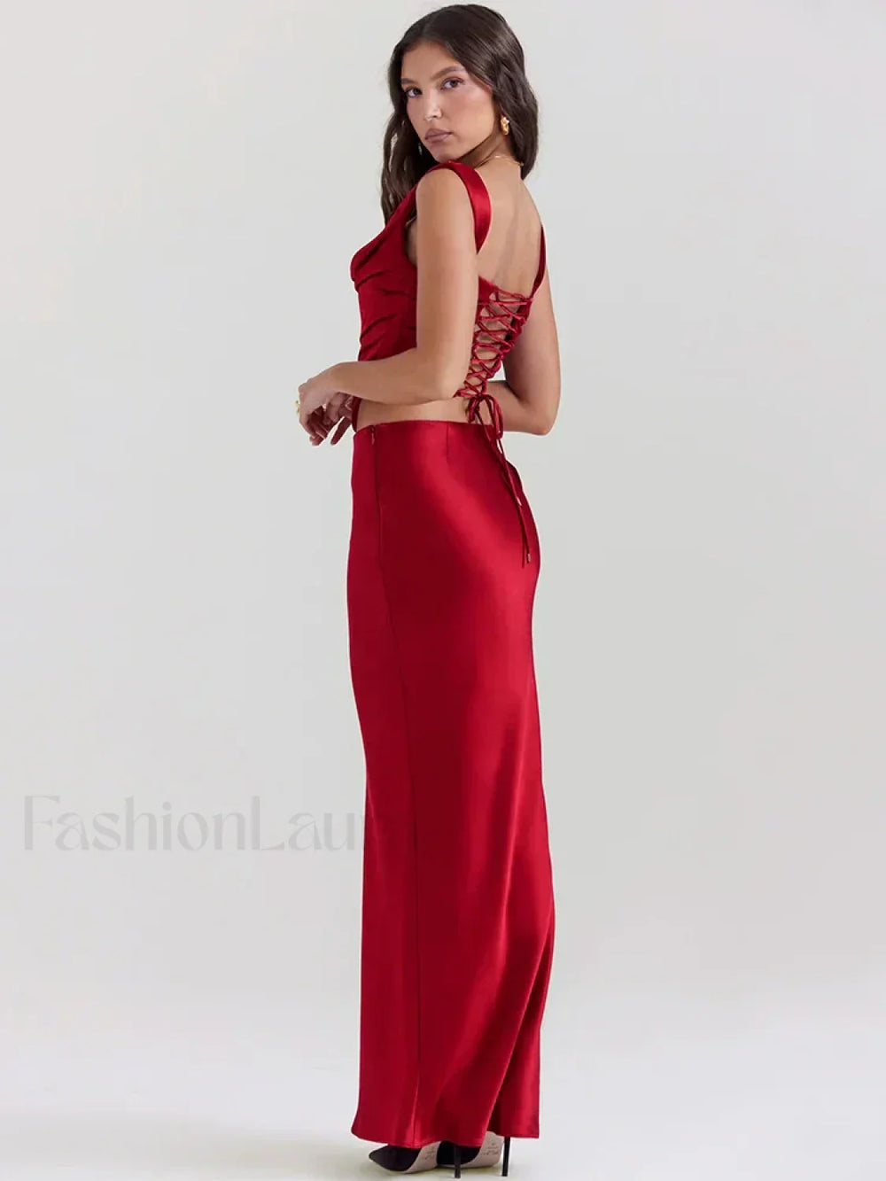 Satin Backless Skirt Maxi Dress