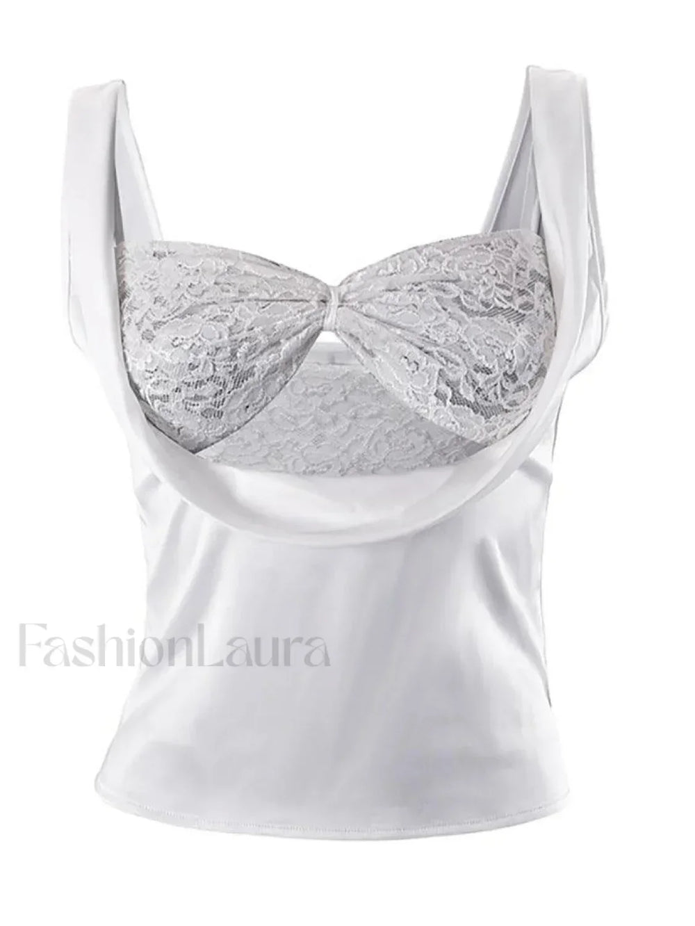 Satin Draped Lace Bralette Top Tops&Tees