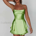 Satin Halter Pendant Mini Dress