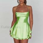 Satin Halter Pendant Mini Dress