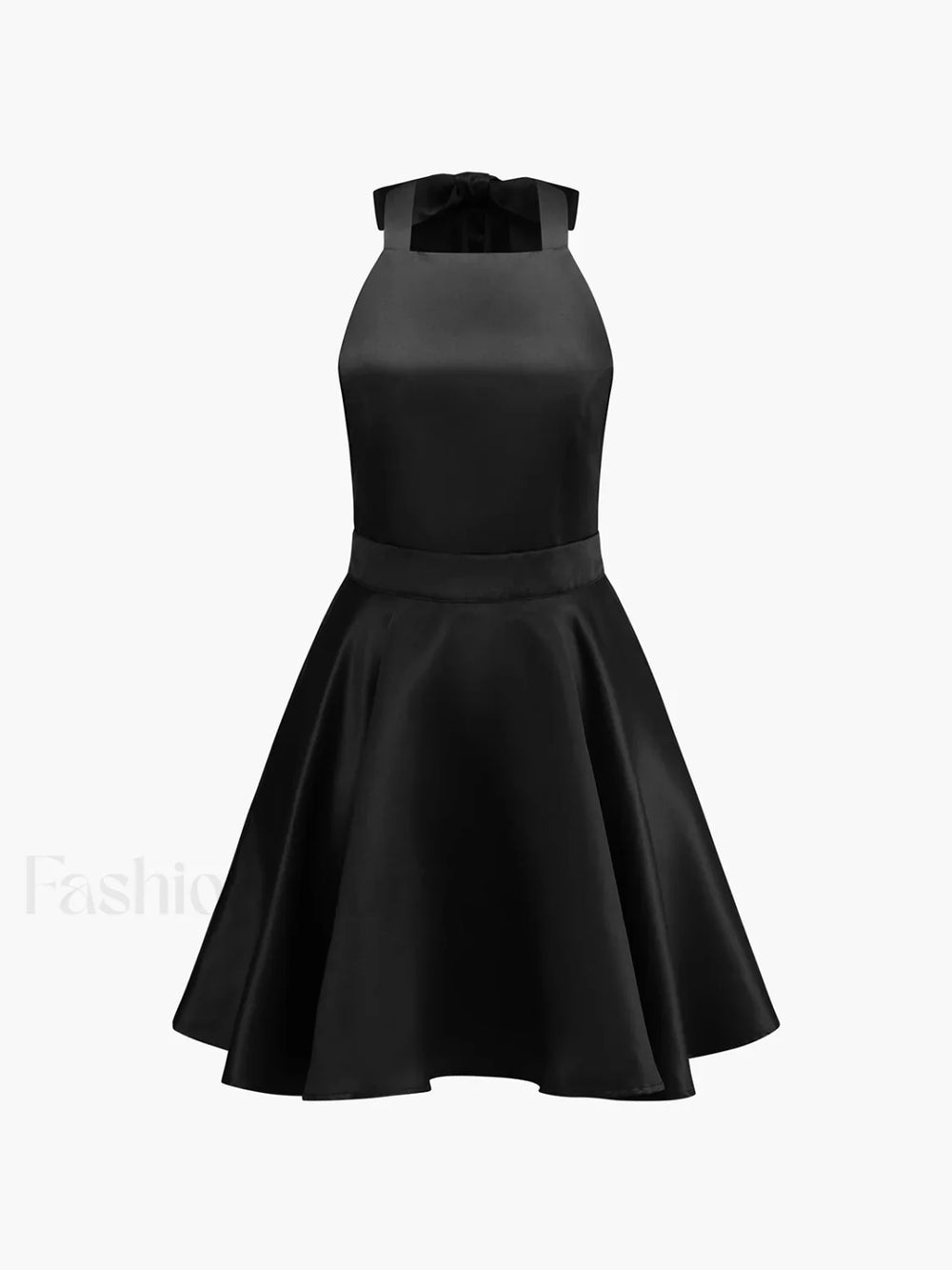 Satin Knotted Doule Pockets Open Back Pleated Mini Dress Dresses