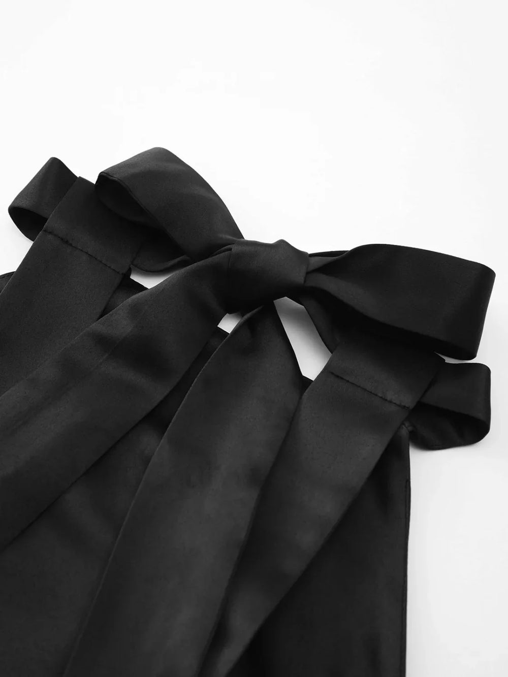 Satin Knotted Doule Pockets Open Back Pleated Mini Dress Dresses