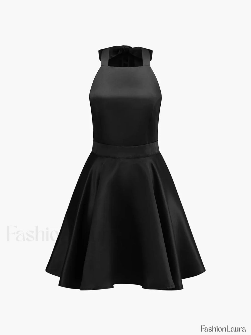 Satin Knotted Doule Pockets Open Back Pleated Mini Dress Dresses