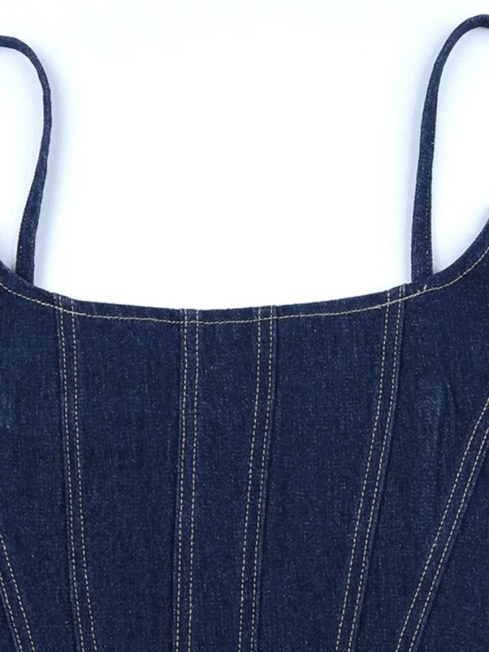 Seam Detail Denim Corset Top Tops&Tees