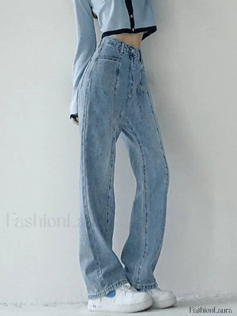 Seam Detail Washed Boyfriend Jeans Jeans