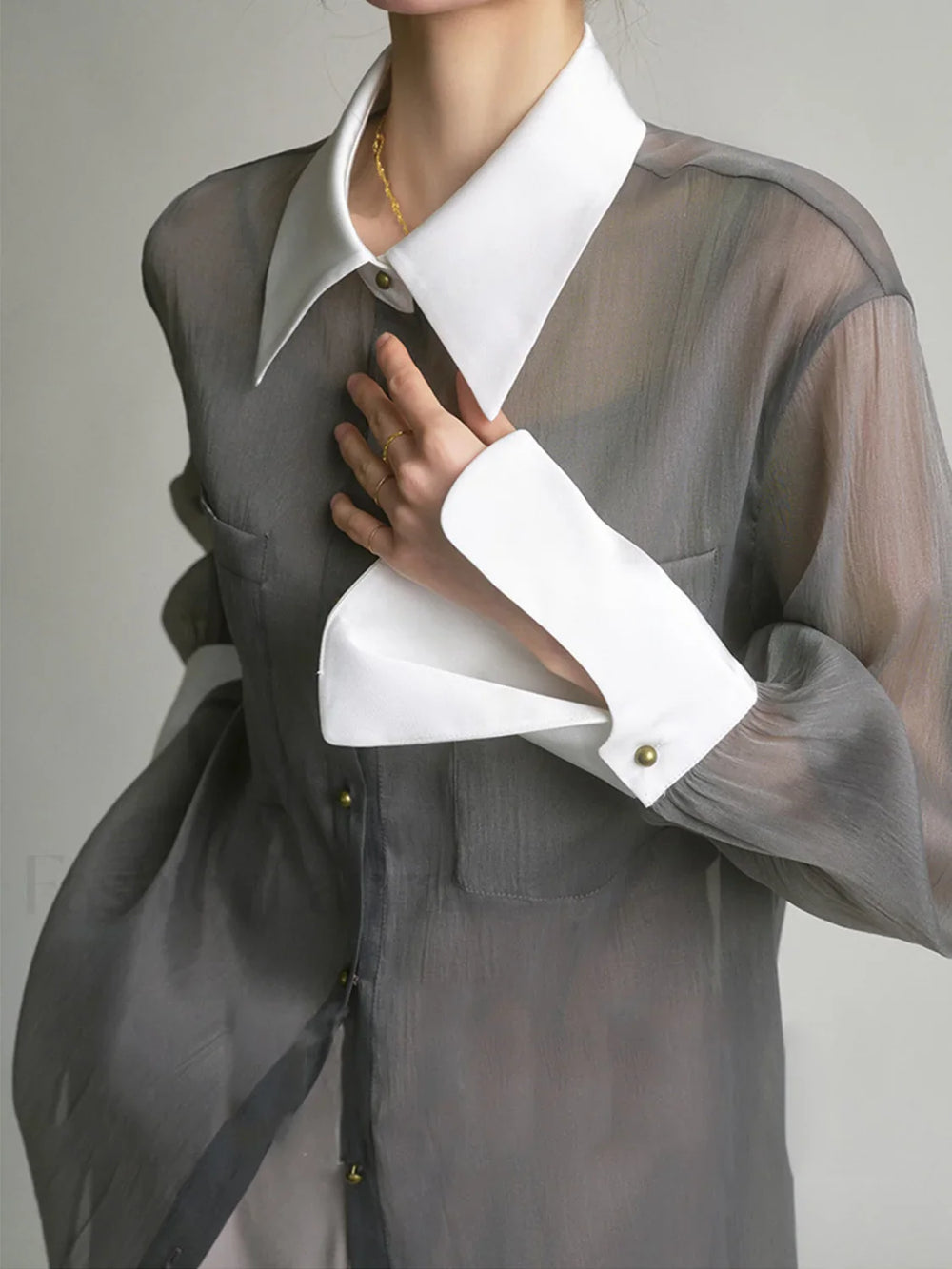 Semi Sheer Leisure See Through Shirt With Cami Top Shirts