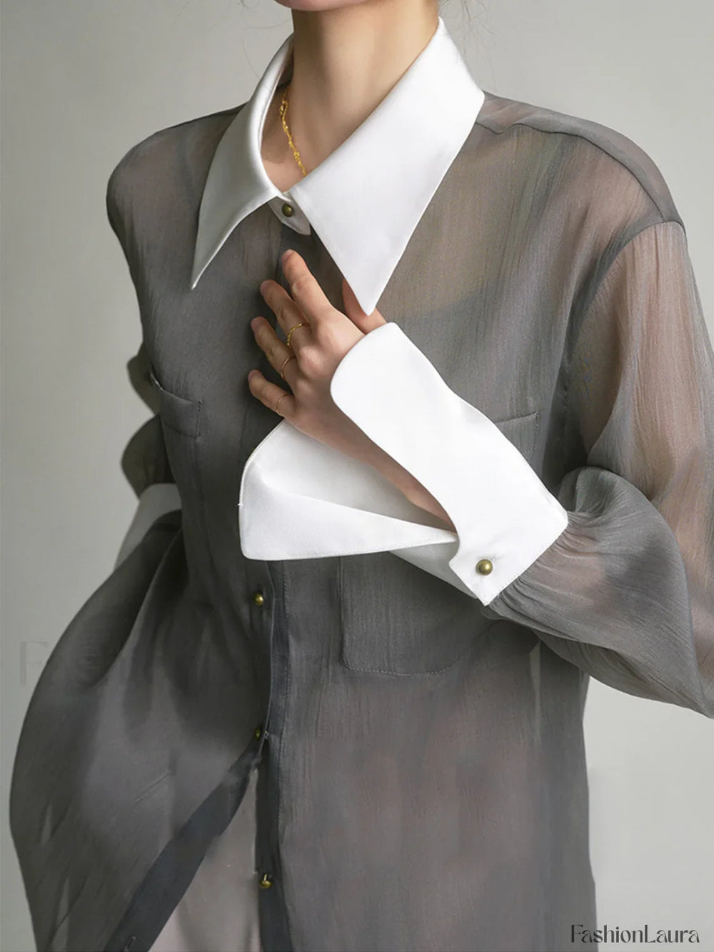 Semi Sheer Leisure See Through Shirt With Cami Top Shirts