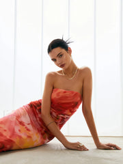 Semi Sheer Mesh Midi Tube Dress Dresses