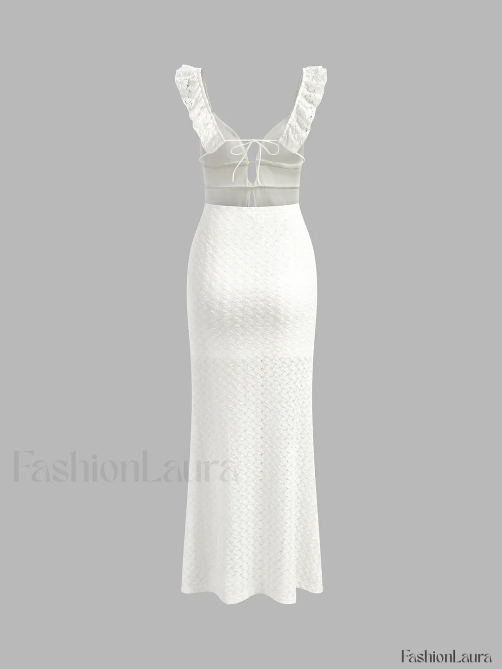 Semi Sheer Pearl Keyhole Neckline Cami Long Dress Dresses