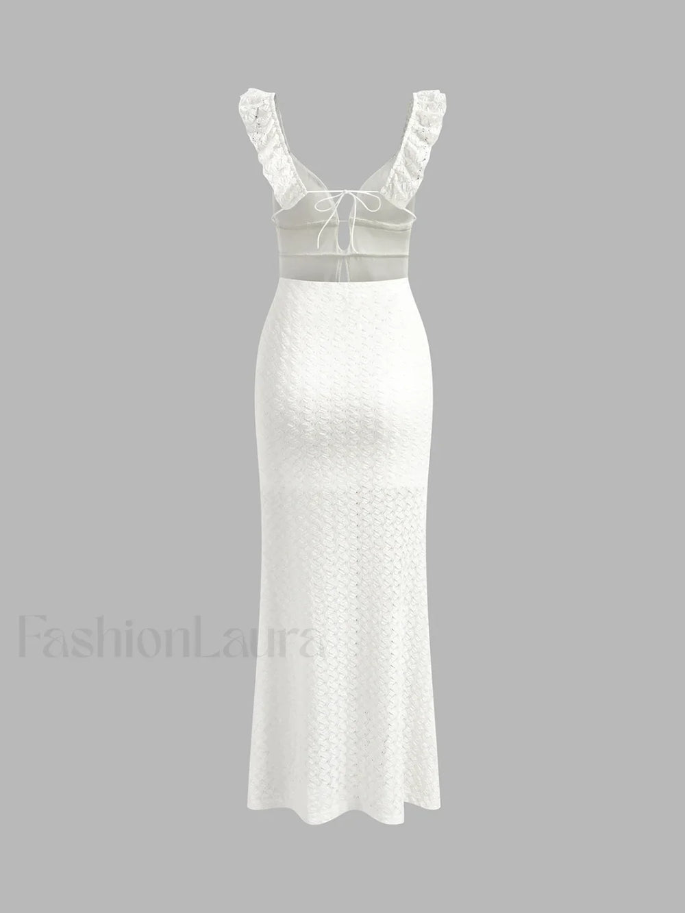 Semi Sheer Pearl Keyhole Neckline Cami Long Dress Dresses