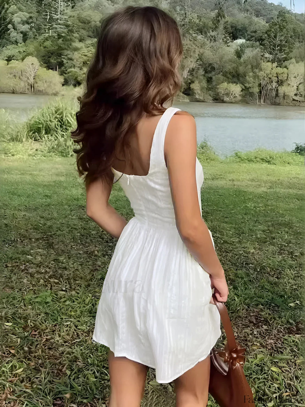 Semi Sheer Solid Square Neckline Short Dress Dresses