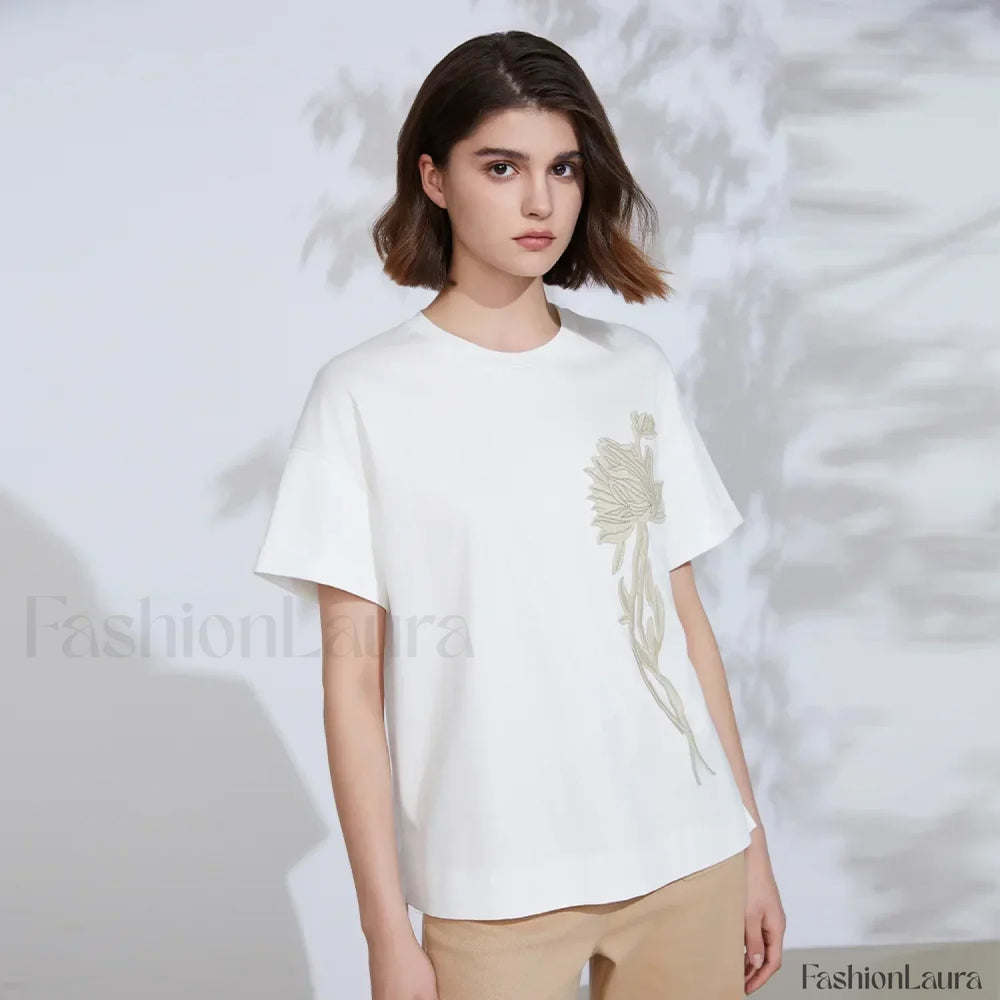 Sequin Cotton Lyocell Slim T Shirt