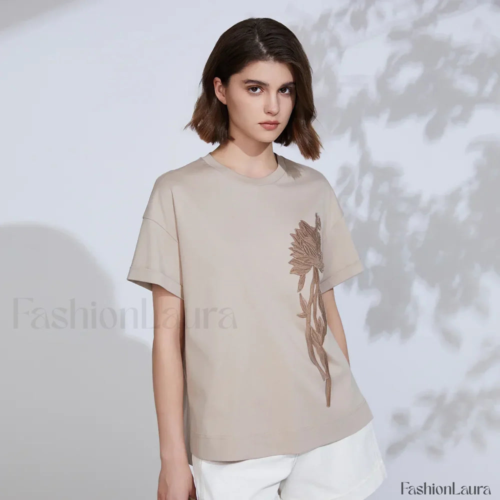 Sequin Cotton Lyocell Slim T Shirt