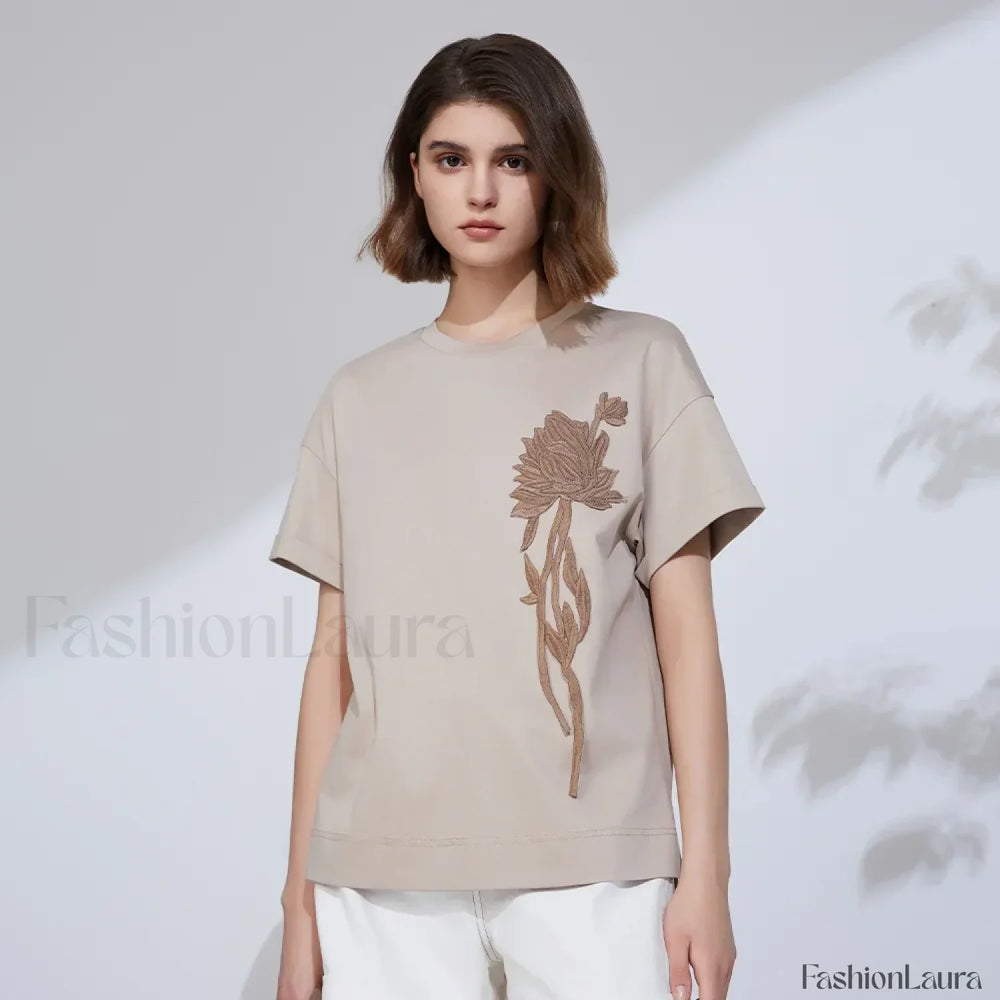 Sequin Cotton Lyocell Slim T Shirt