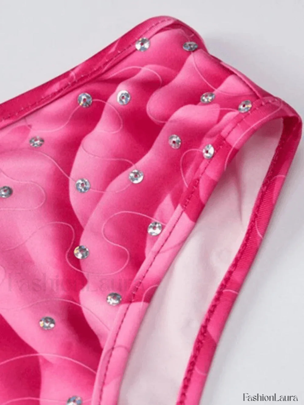 Sequin One Shoulder Floral Crop Tank Top Tops&Tees