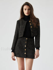 Sequined Button Graceful Short Blazer Blazers
