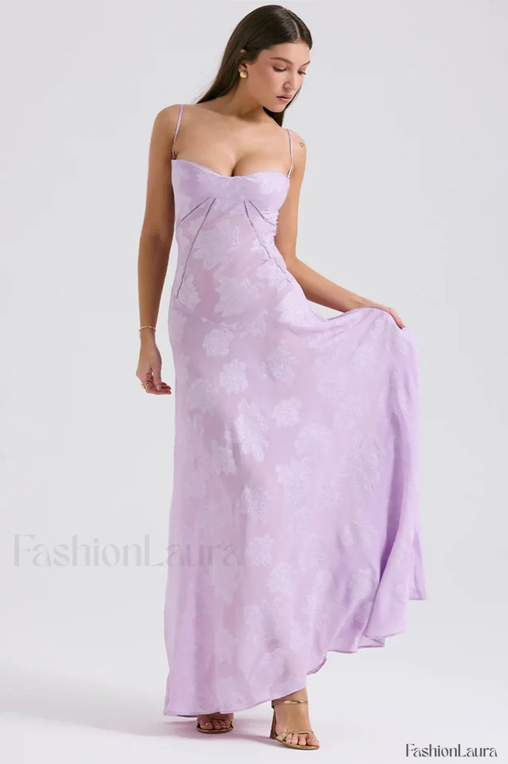 Serena Vintage Black Charming Printed Maxi Dress XS / Purple Party Dresses L